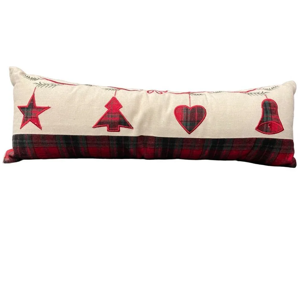 Long Rectangular Holiday Plaid Pillow